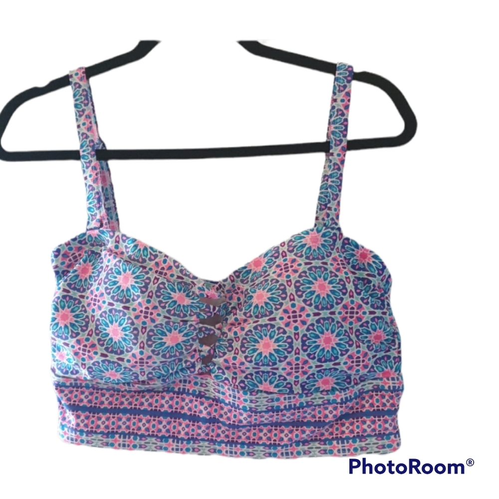 Torrid Blue Floral Abstract Bikini Crop Top size 0X